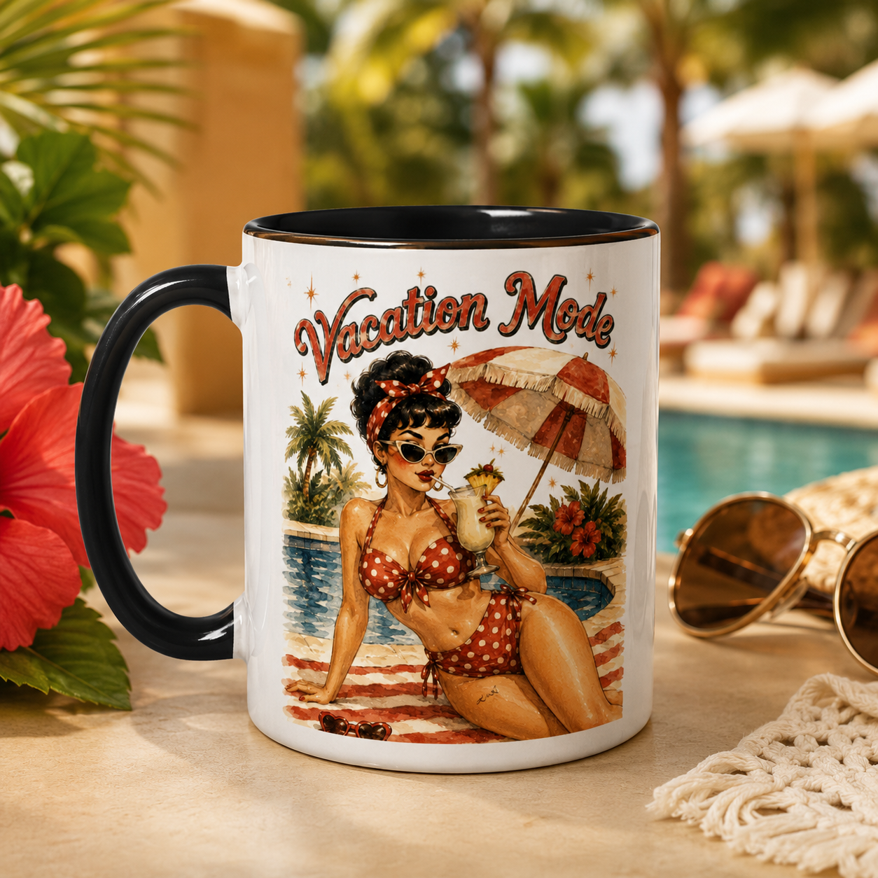'Vacation Mode' Pin-Up Mug by Layla Moody