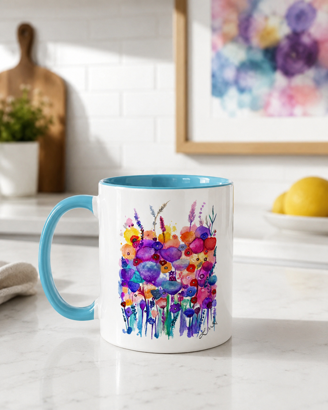 'In Bloom' Watercolor Floral Mug  by Layla Moody
