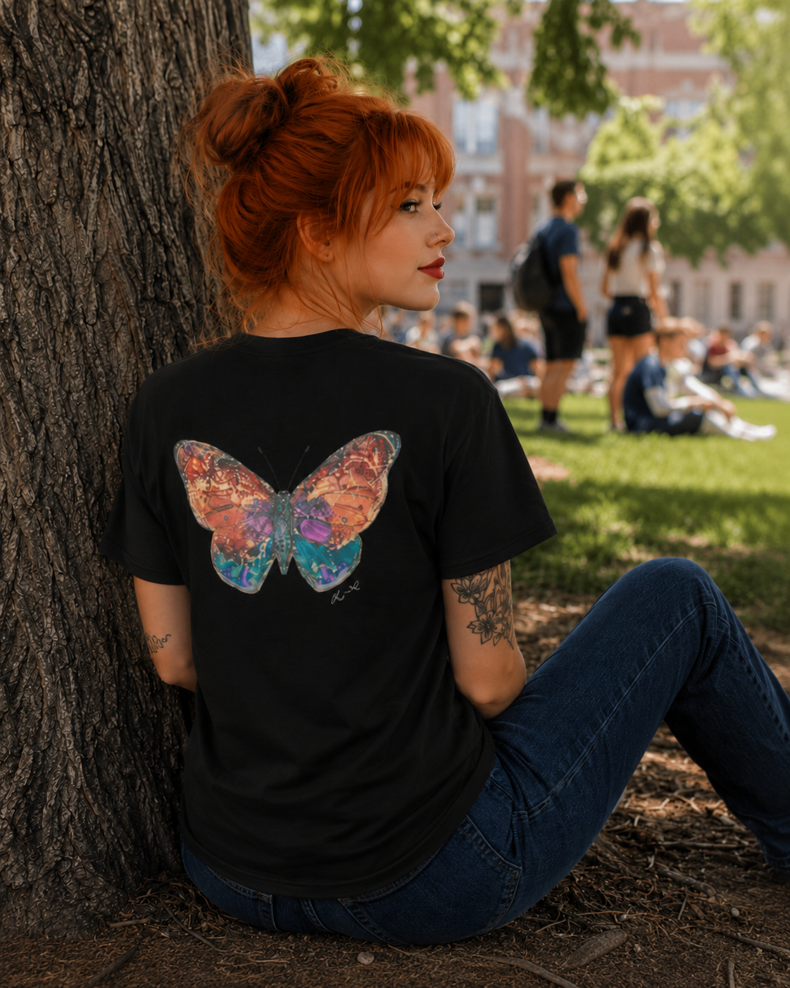 'Kaleidoscope' Alcohol Ink Butterfly Tee by Layla Moody