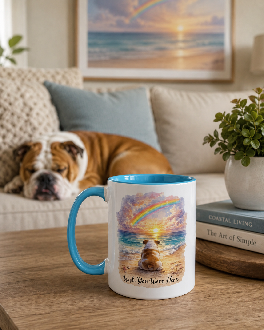 'Over the Rainbow' English Bulldog Coffee Mug by Layla Moody