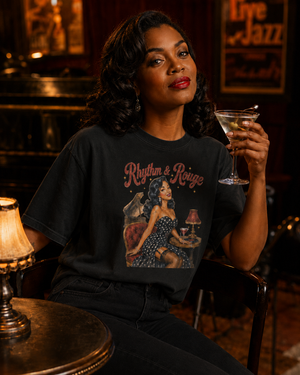 'Rhythm & Rouge' Pin-Up t-shirt by Layla Moody