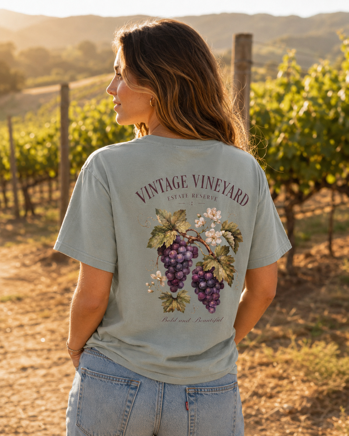 'Vintage Vineyard' Winery Tee by Layla Moody