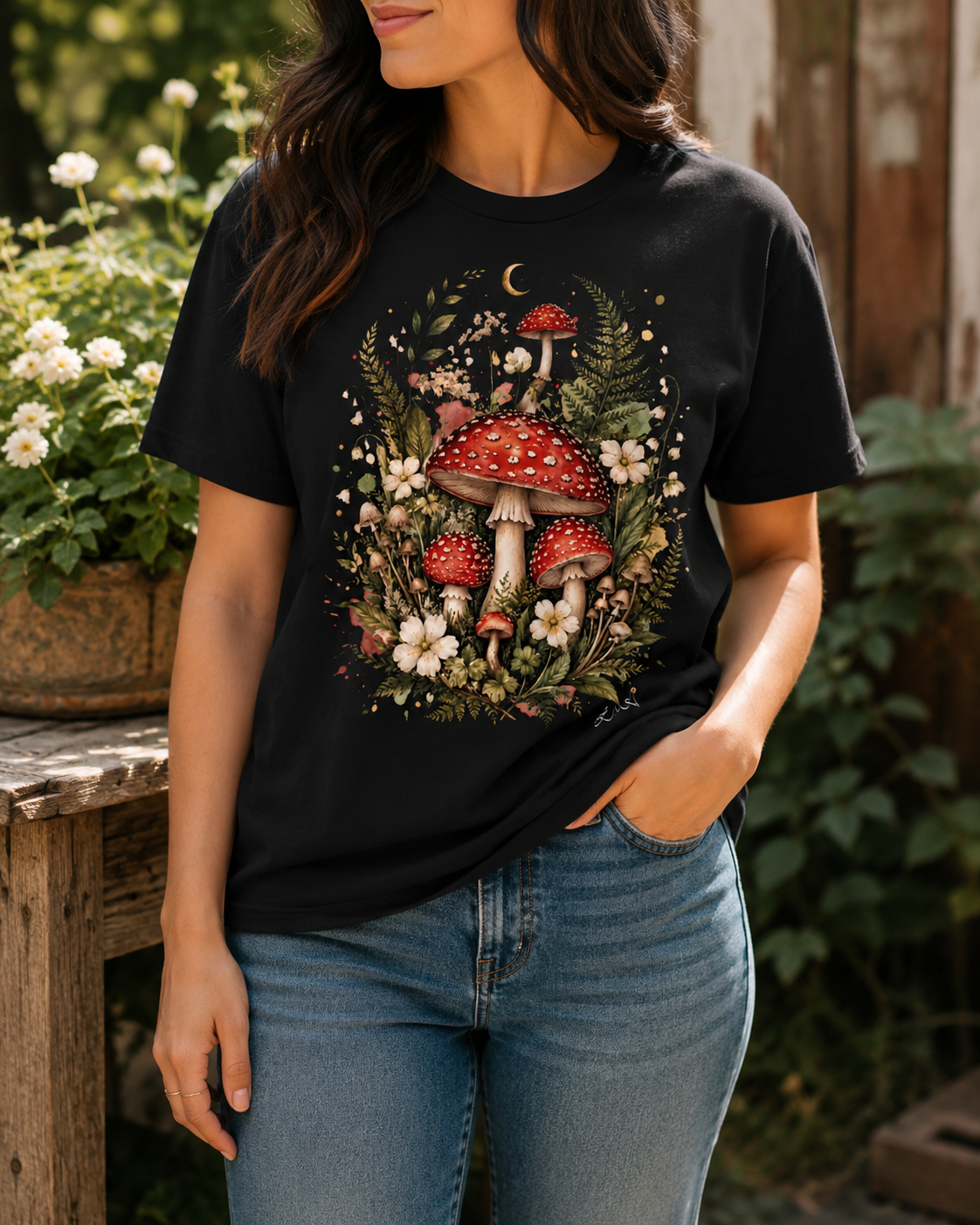 'Watercolor Toadstools' classic tee by Layla Moody